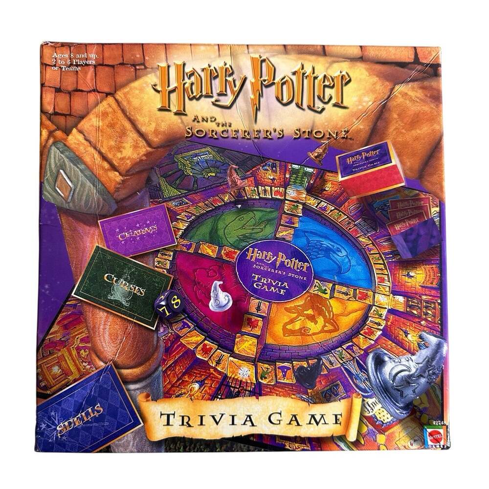 Harry Potter And The Sorcerer's Stone Trivia Board Game 2000 COMPLETE